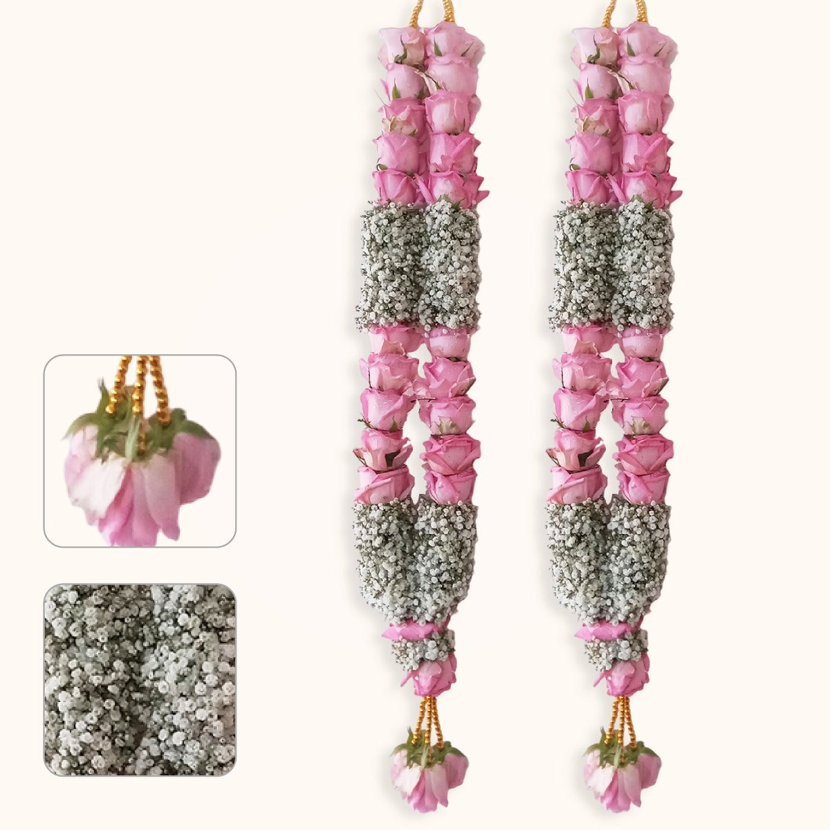 Pink Rose Bud & Baby's Breath Garland