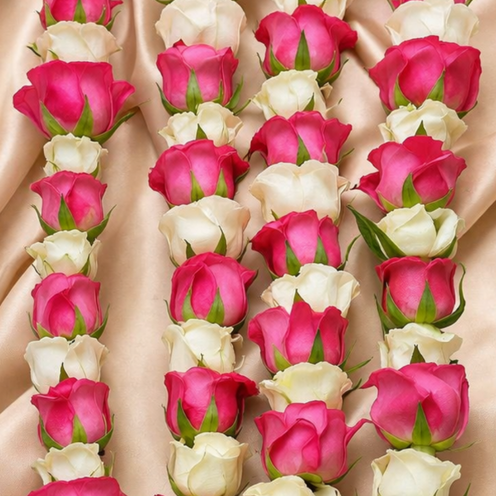 Dark Pink & White Rose Wedding Garland