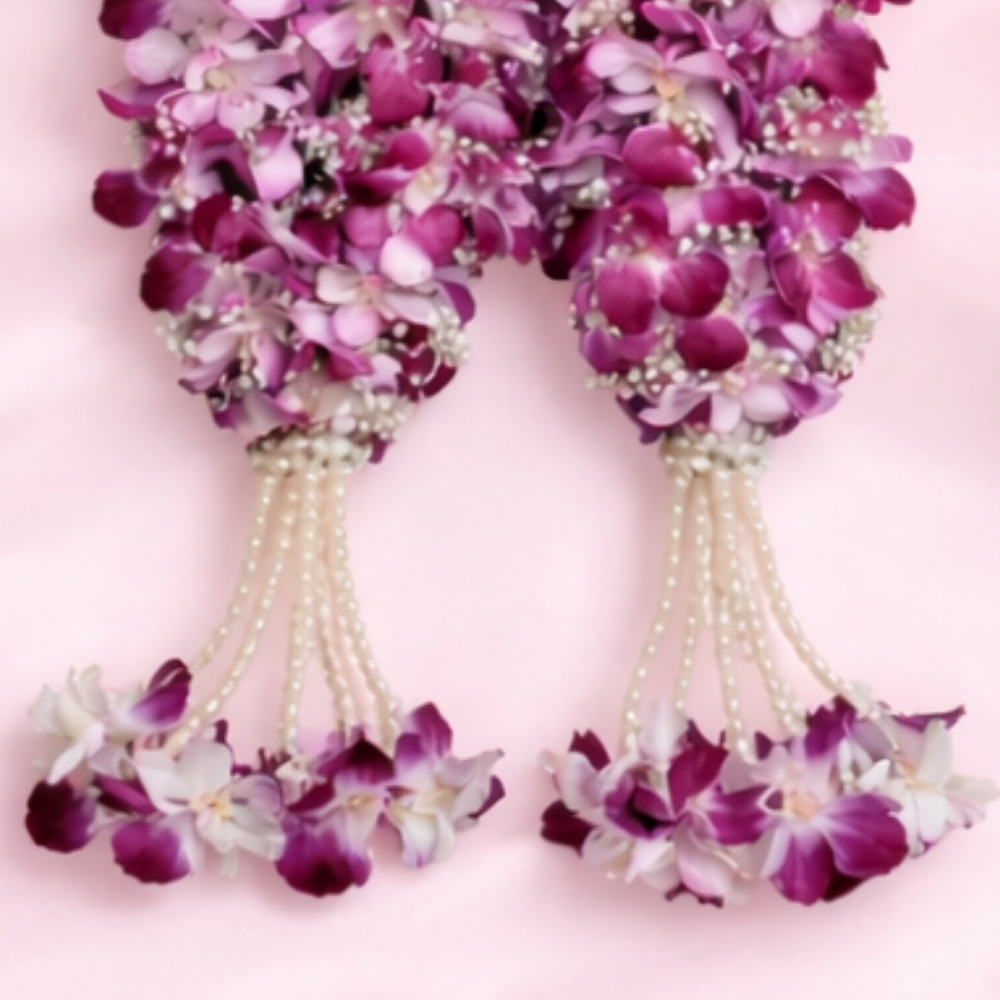 Purple Orchid Baby's Breath Jaimala Garland