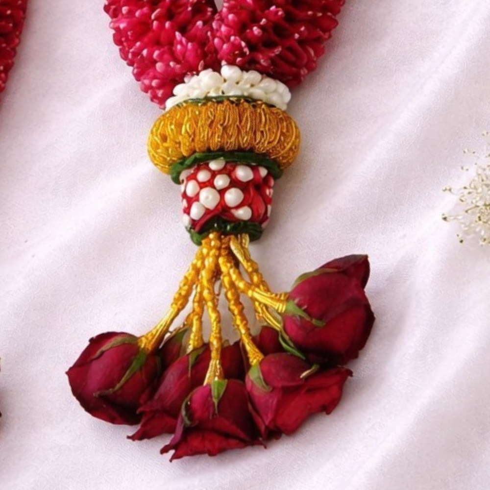 Wedding Garland - Red Rose Petals With Jasmine