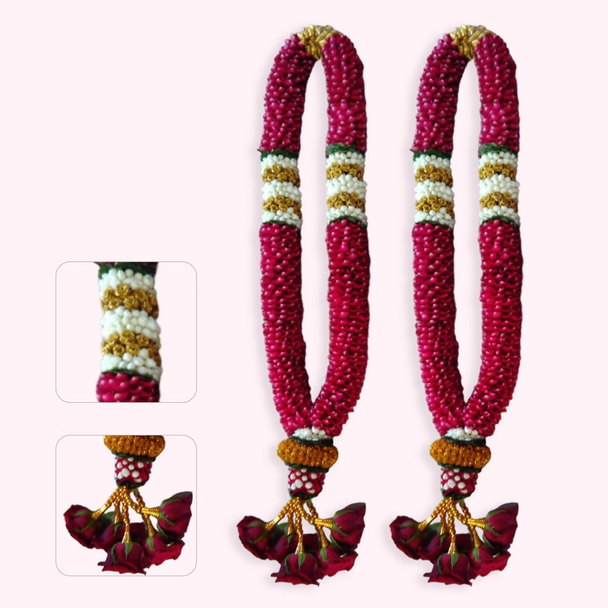 Wedding Garland - Red Rose Petals With Jasmine