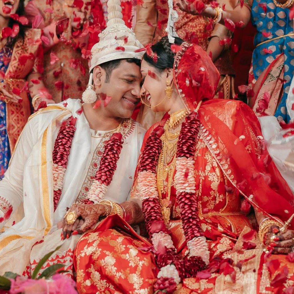 Traditional Red and pink Wedding Garland for Bride and Groom