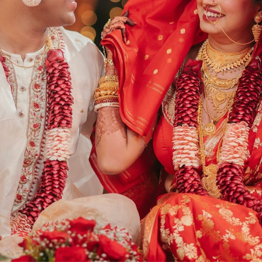 Traditional Red and pink Wedding Garland for Bride and Groom