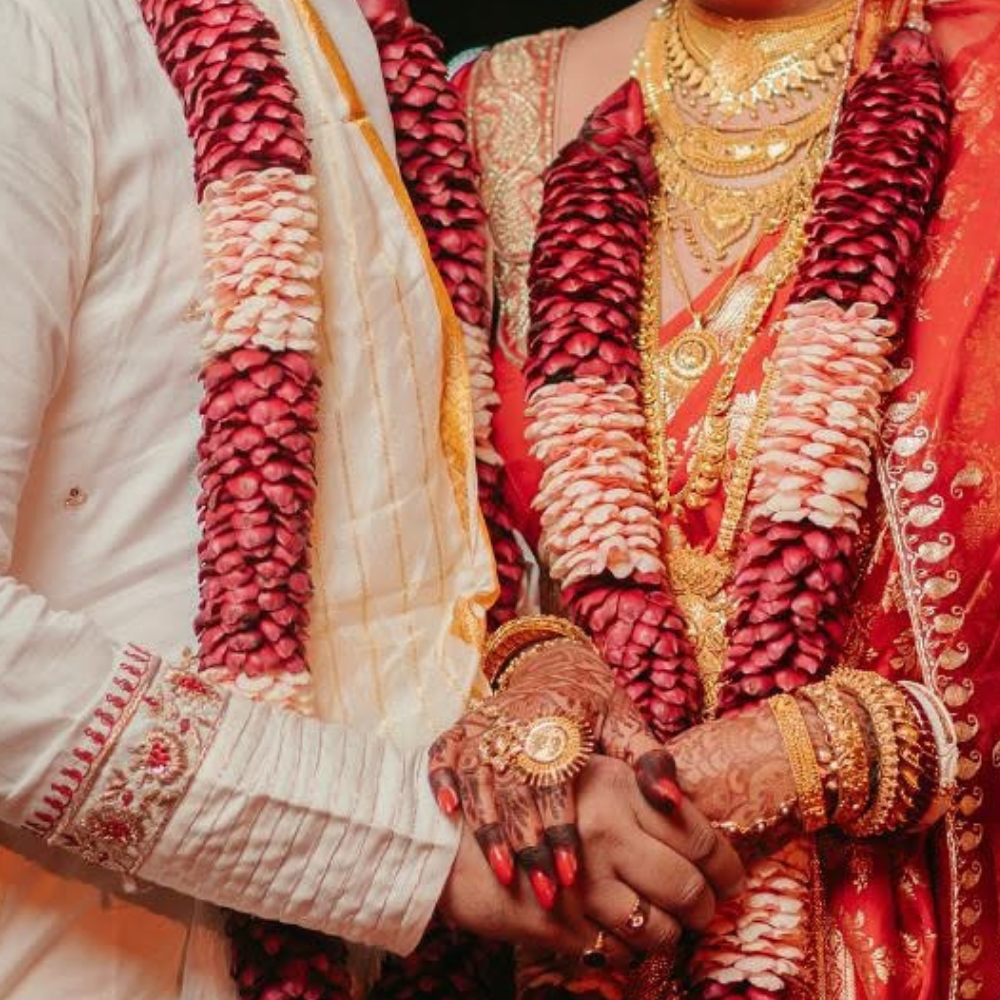 Traditional Red and pink Wedding Garland for Bride and Groom