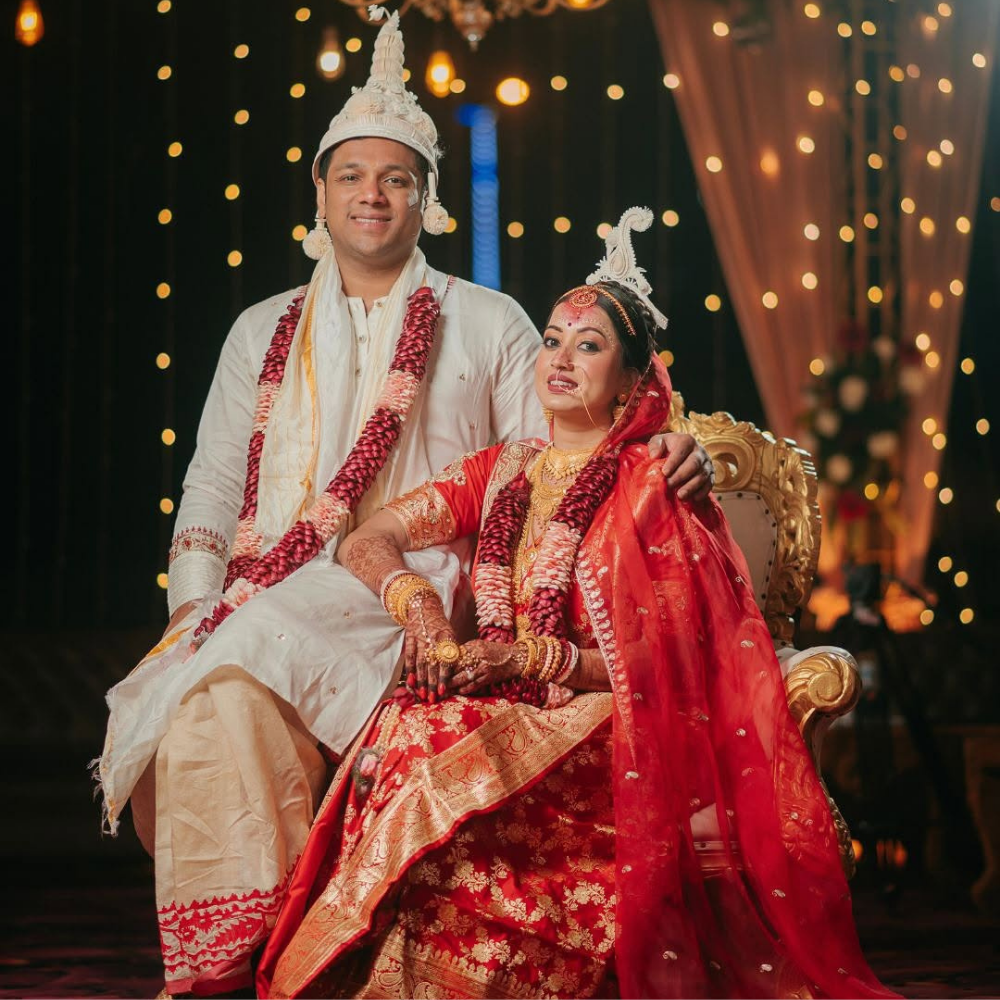 Traditional Red and pink Wedding Garland for Bride and Groom