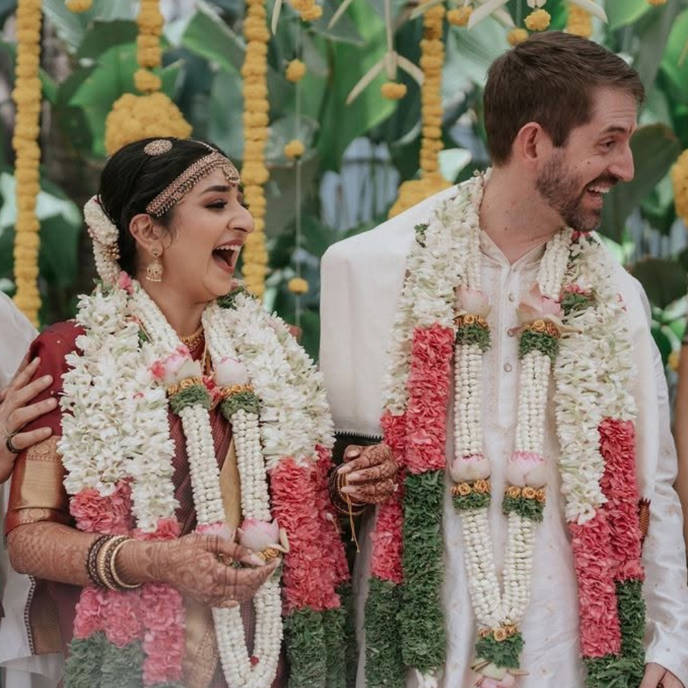 Lotus and Jasmine Wedding Garland - Handcrafted Indian Floral Mala for Ceremonies