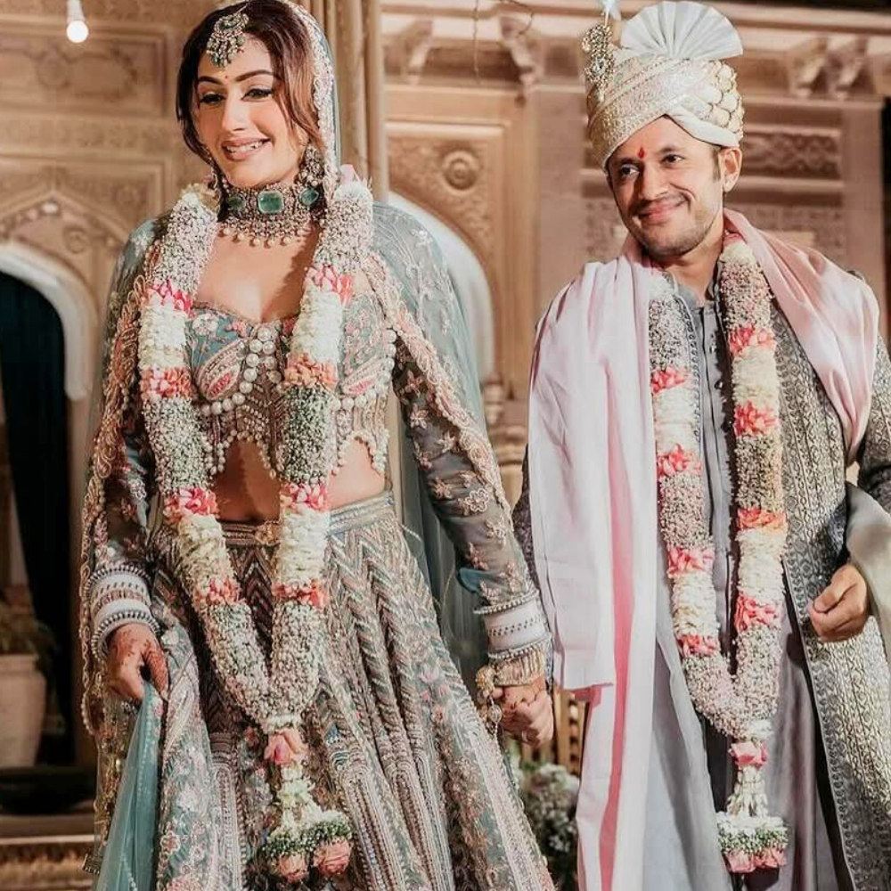 Premium pink rose petals , sevanti and jypso Wedding Mala for Indian Weddings