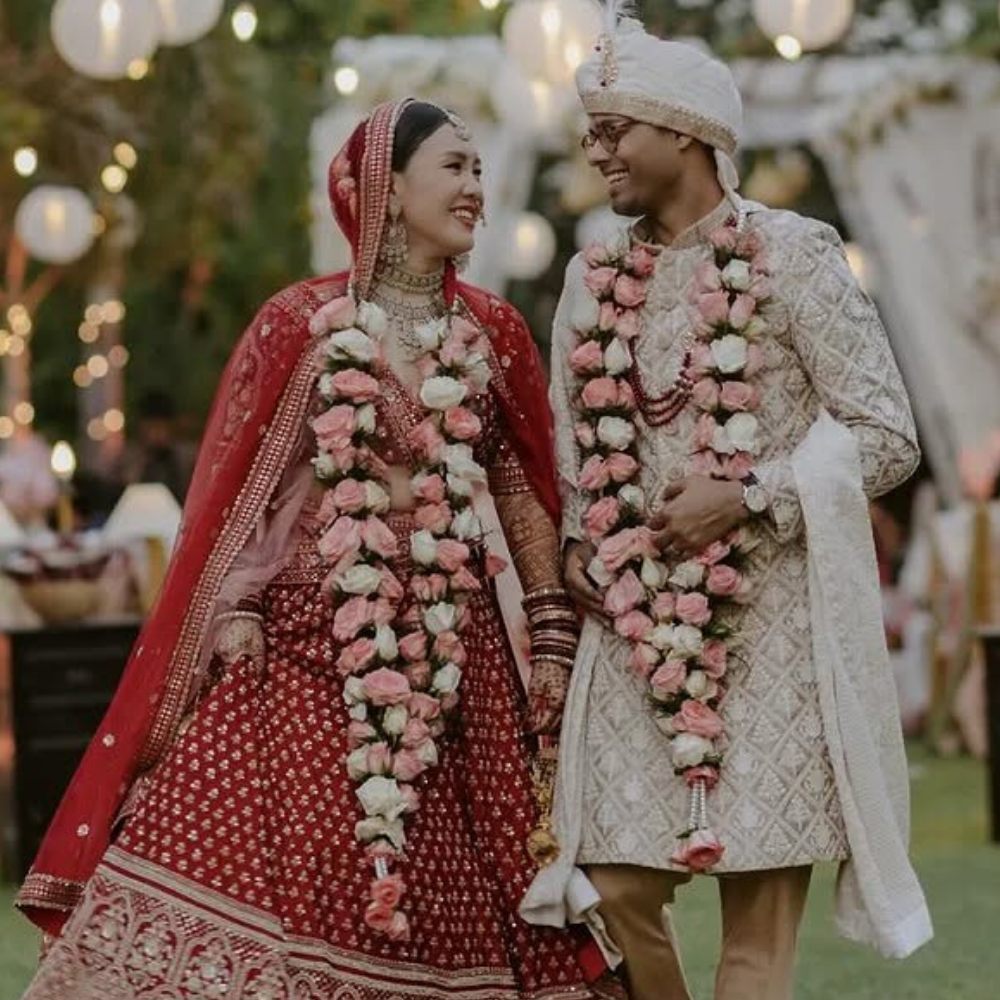 Pink & White Rose Wedding Garland for Ceremonies