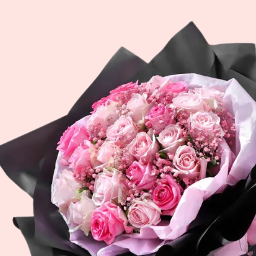 Elegant Bouquet of 30 Pink Roses