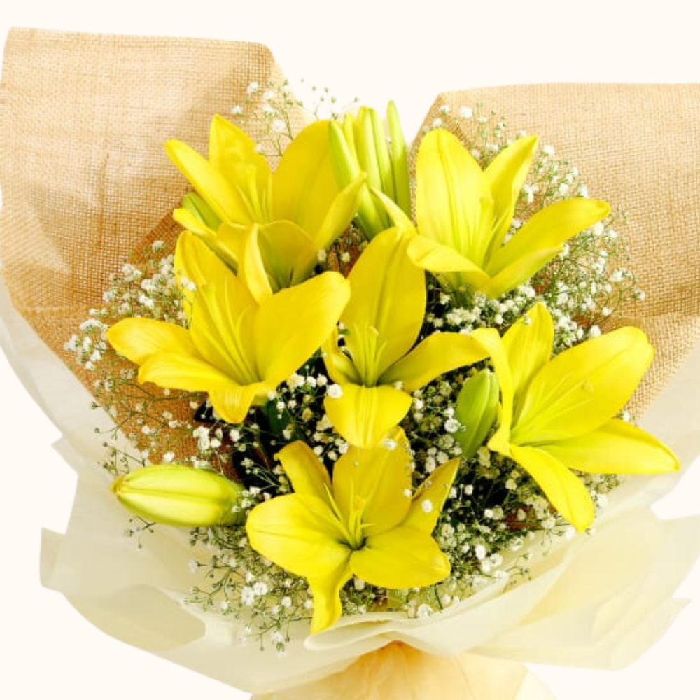 Sunny Delight Yellow Lily Bouquet
