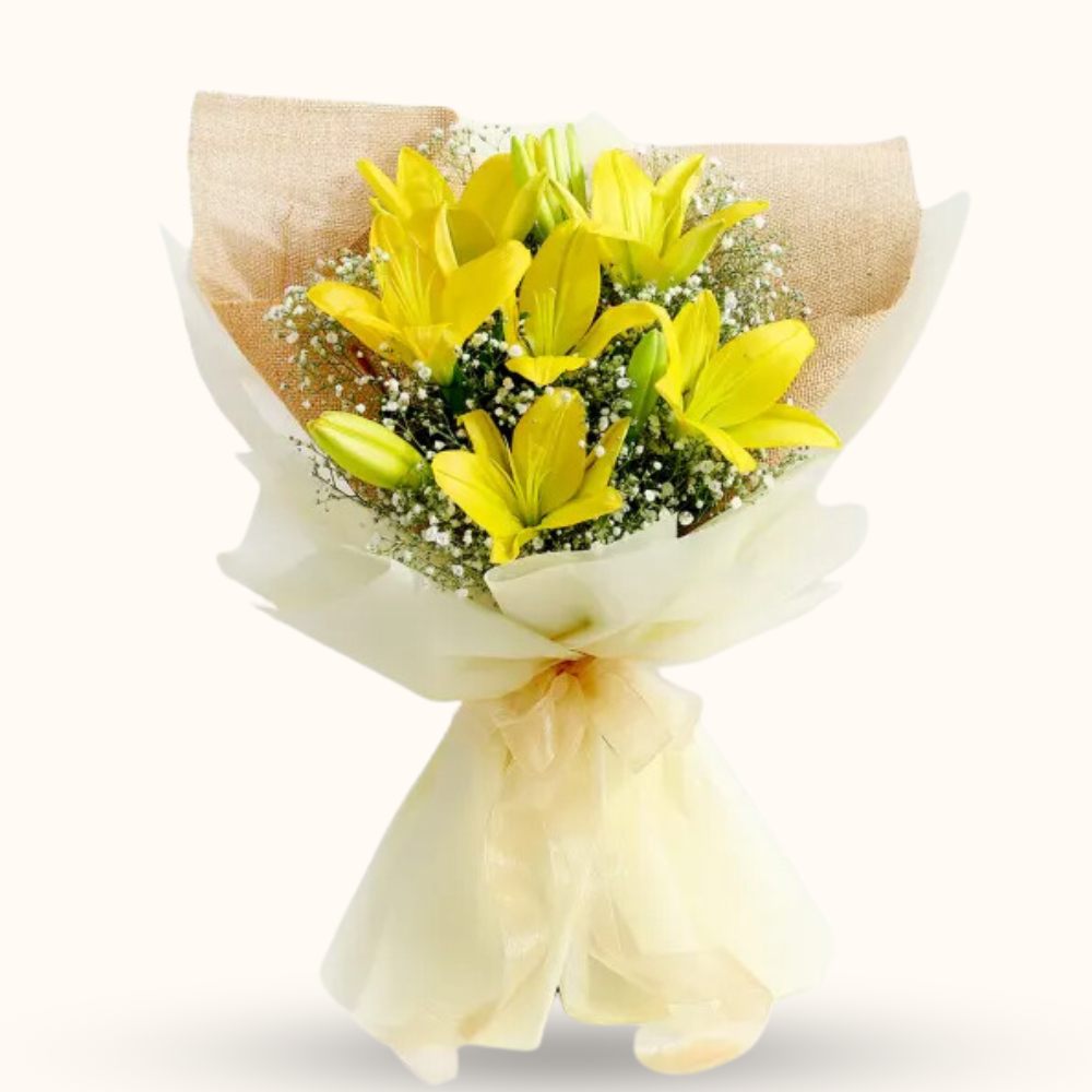 Sunny Delight Yellow Lily Bouquet