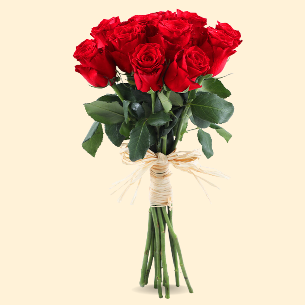 12 Fresh Red Roses Bouquet - A Classic Expression of Love
