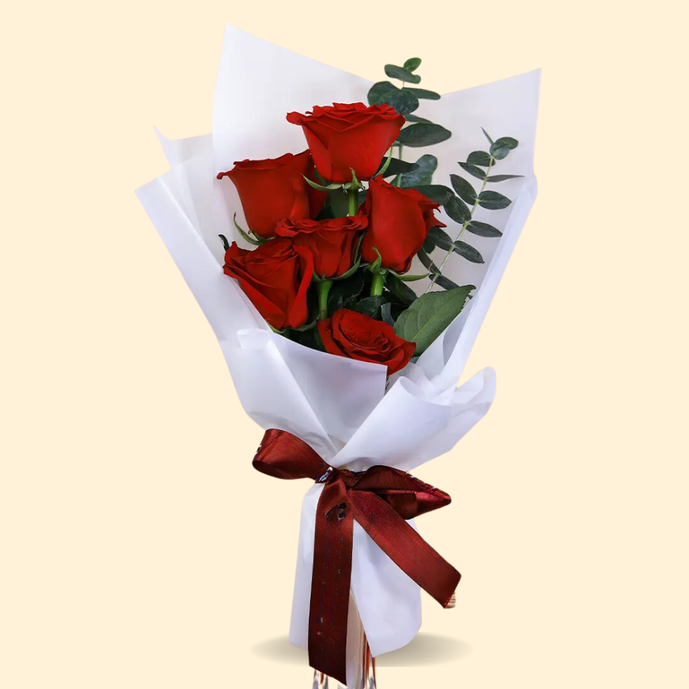 6 Red Roses Bouquet - Love Gift