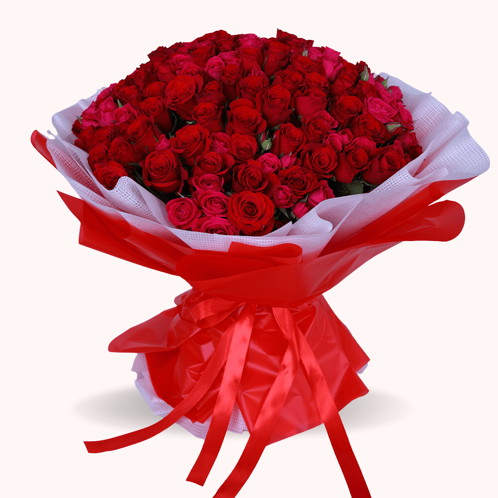 Elegant 100 Red Rose Bouquet - Romantic Gift