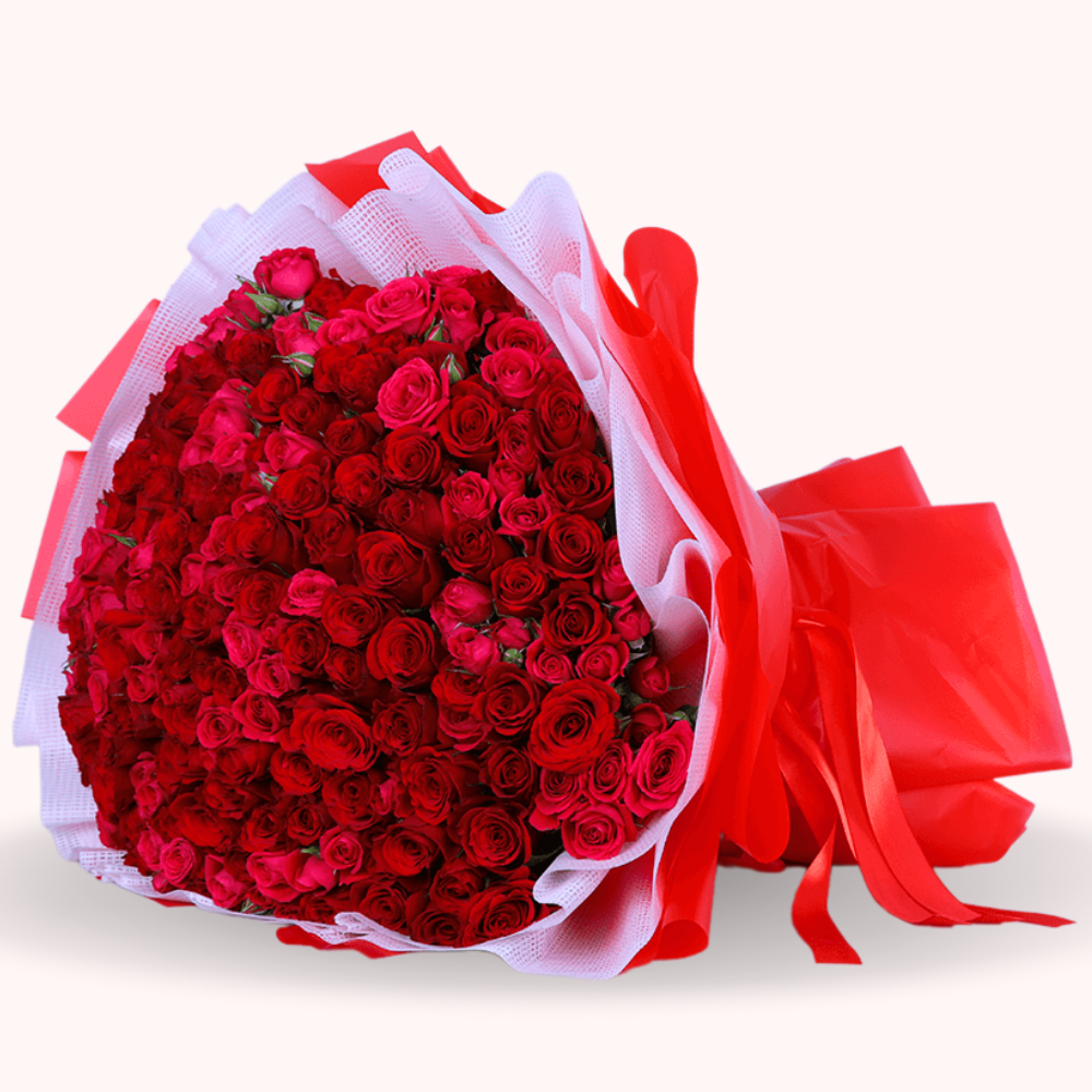 Elegant 100 Red Rose Bouquet - Romantic Gift