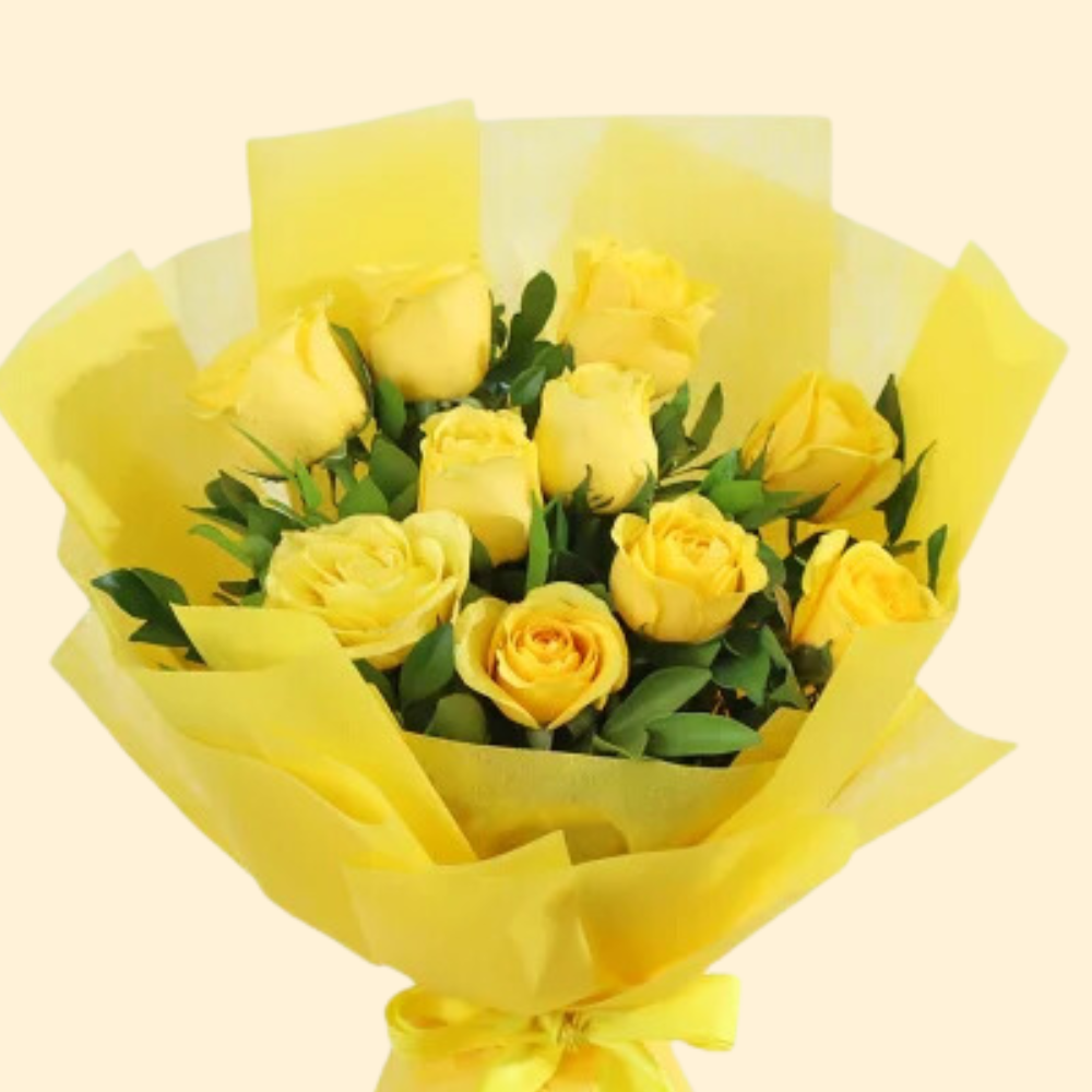 Bright Yellow Rose Bouquet