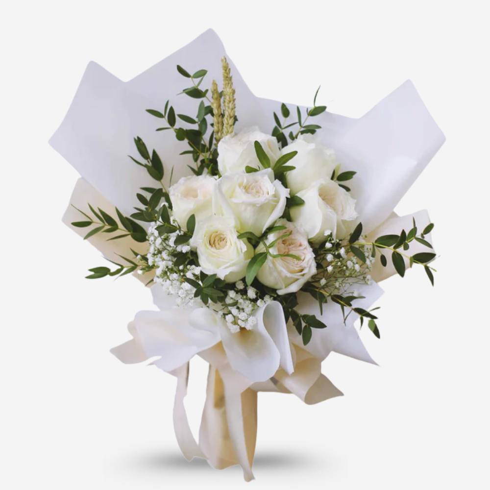 7 White Roses Bouquet