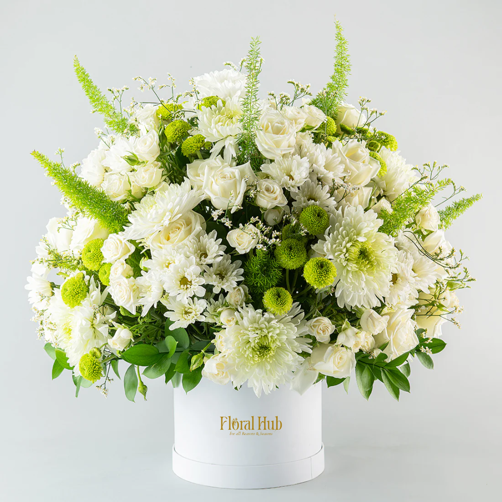 Luxurious White & green Floral Gift Box