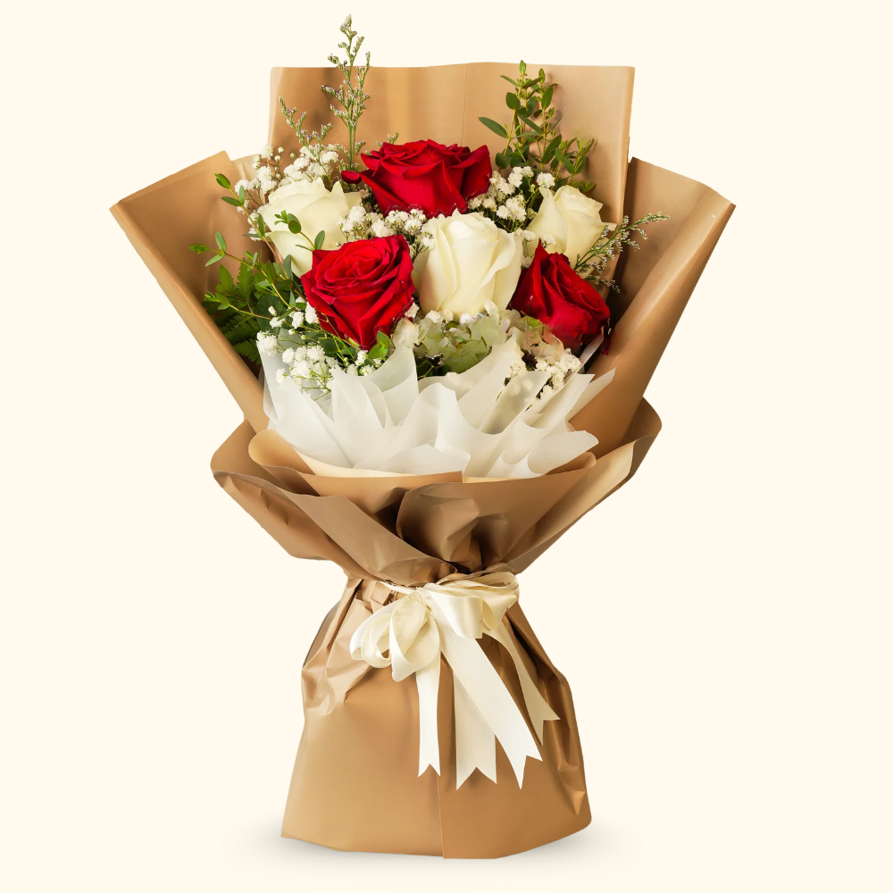 Red and White Rose Bouquet