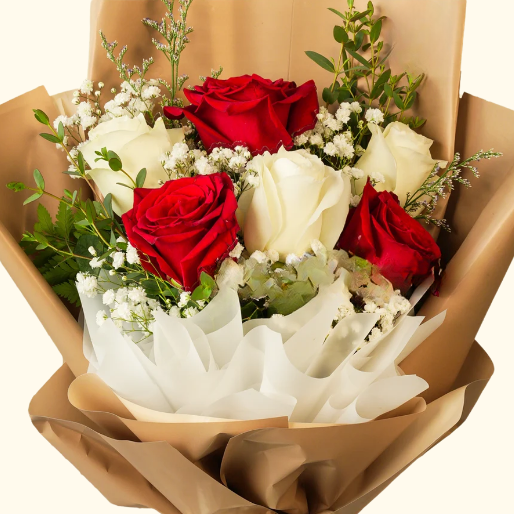 Red and White Rose Bouquet
