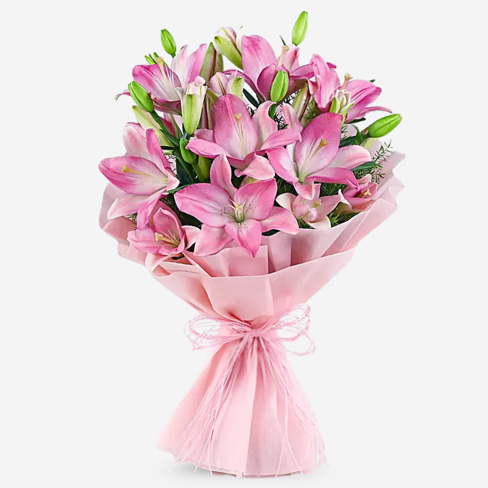 Pink Lily Bouquet for Celebrations