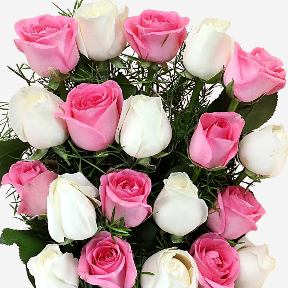 Pink and White Roses Bouquet