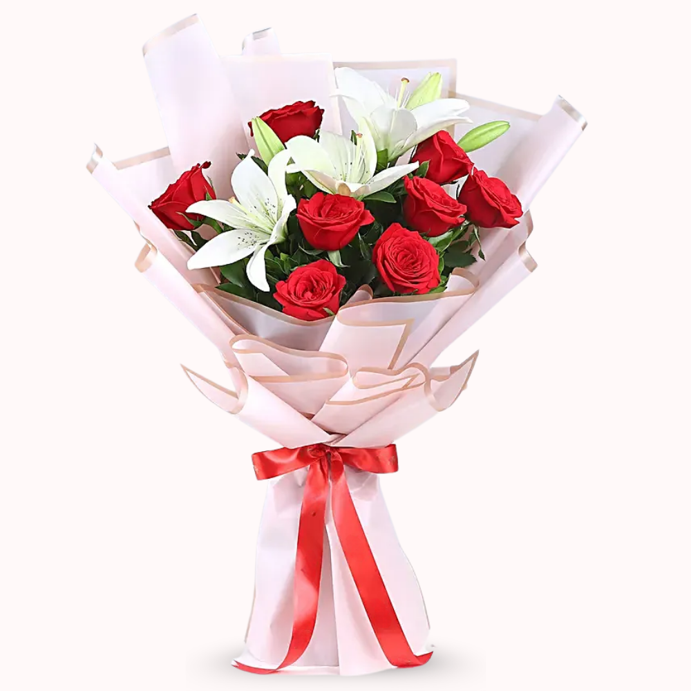 Majestic Red Roses & Asiatic Lilies
