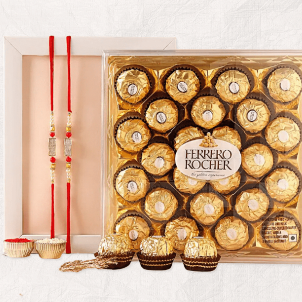 Premium Rakhi and Ferrero Rocher Gift Combo