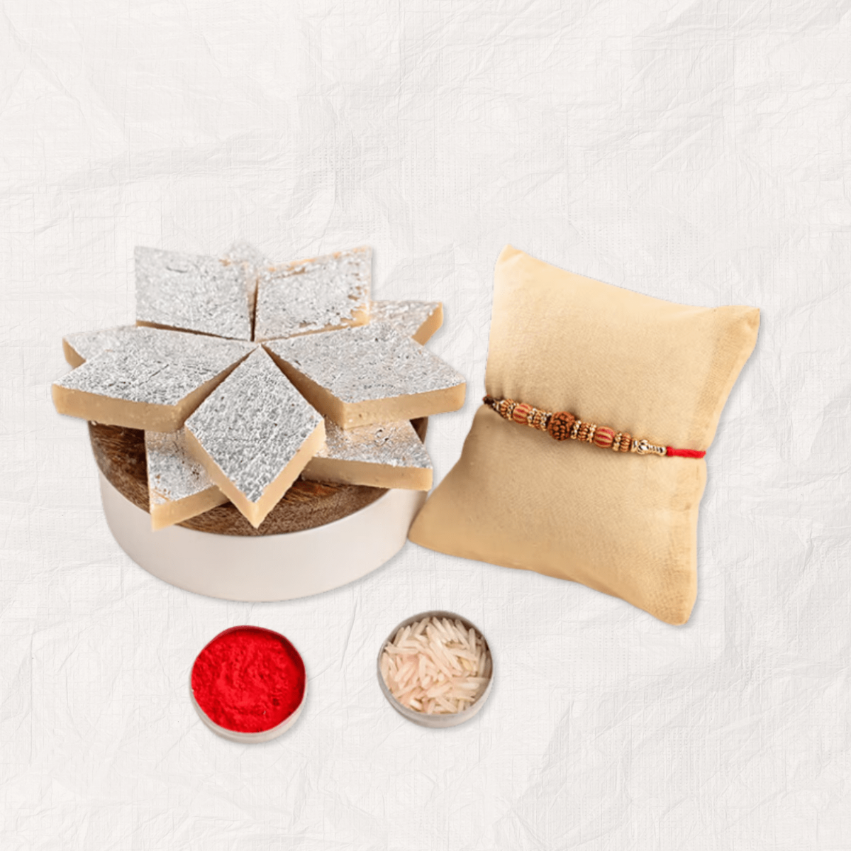 Irresistible Beaded Rakhi with Kaju Katli Delight