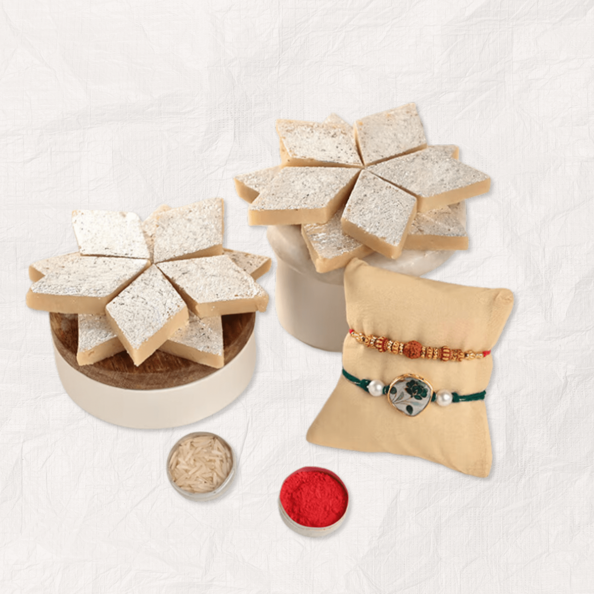 Premium Kaju Katli and Rakhi Celebration Set - Set of 2