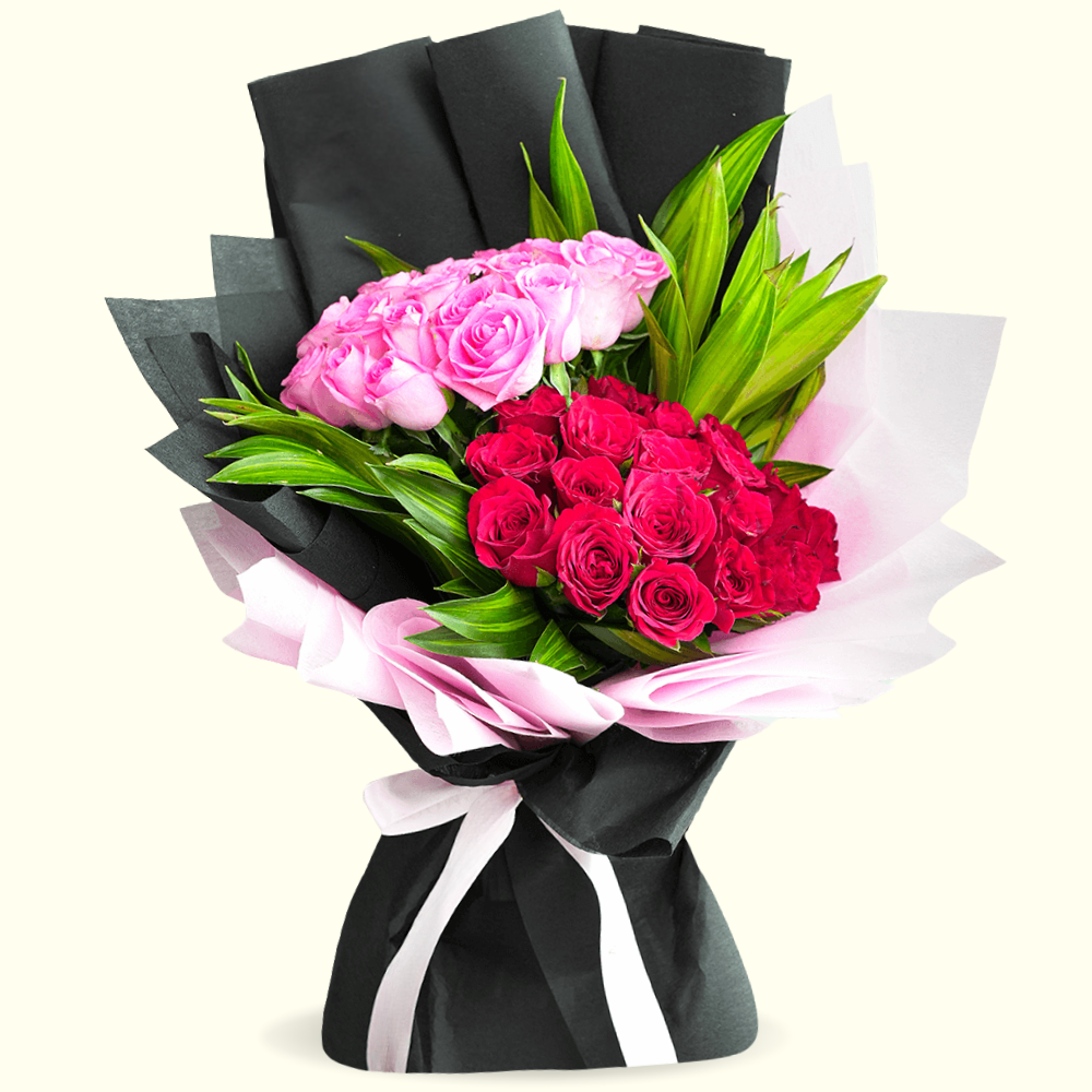 Romantic Red & Pink Rose Flower Arrangement