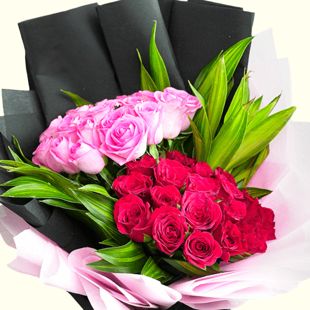 Romantic Red & Pink Rose Flower Arrangement