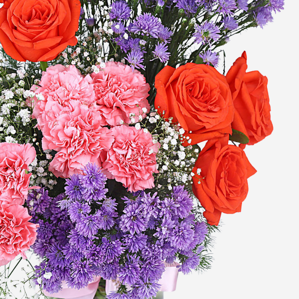 Happy Glow Orange Roses & Daisies