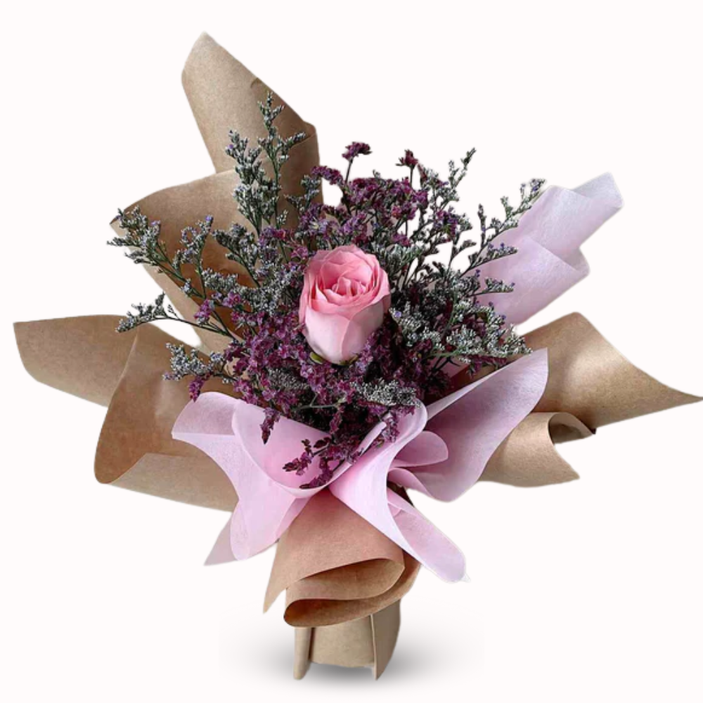 Single Delicate Pink Rose with Elegant Packing