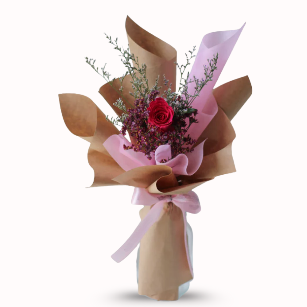 Elegant Single Hot Pink Rose Bouquet