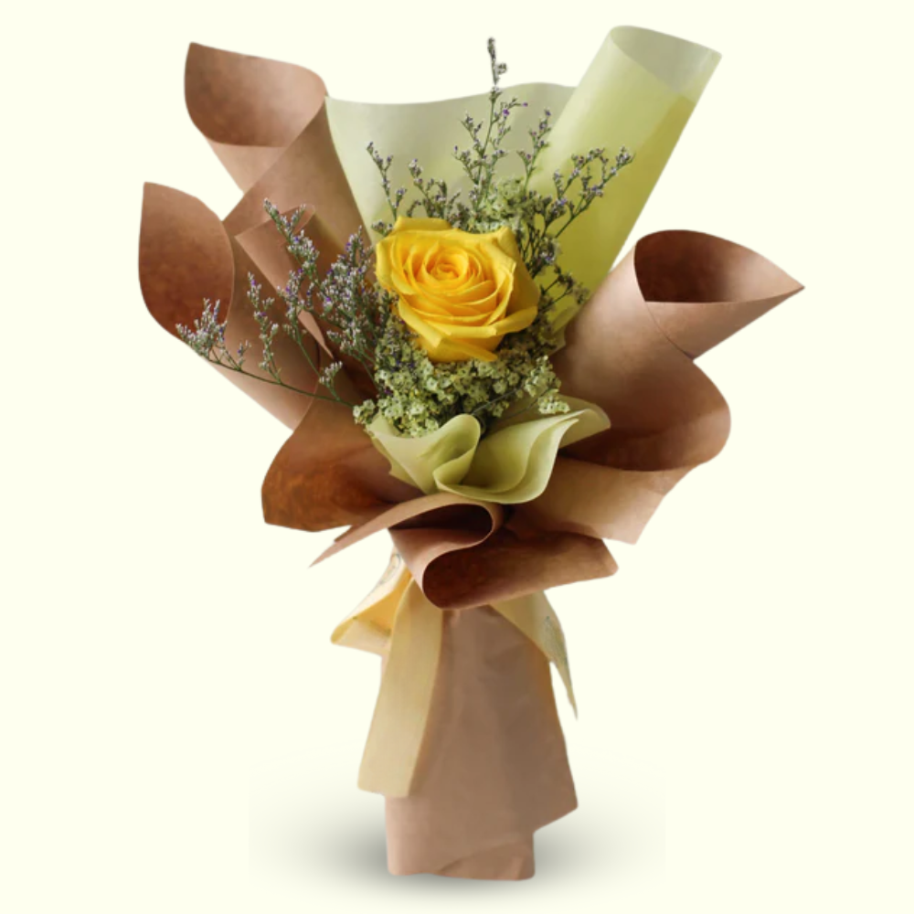 Single Yellow Rose Bouquet