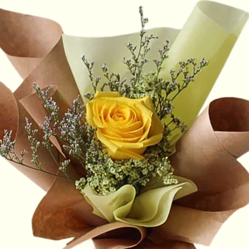 Single Yellow Rose Bouquet