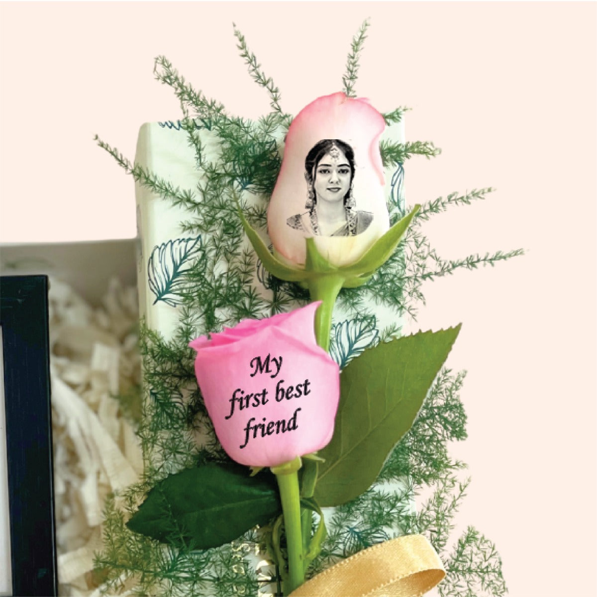 Personalized Sibling Gift Box with Photo Frame, Fridge Magnet & Custom Roses