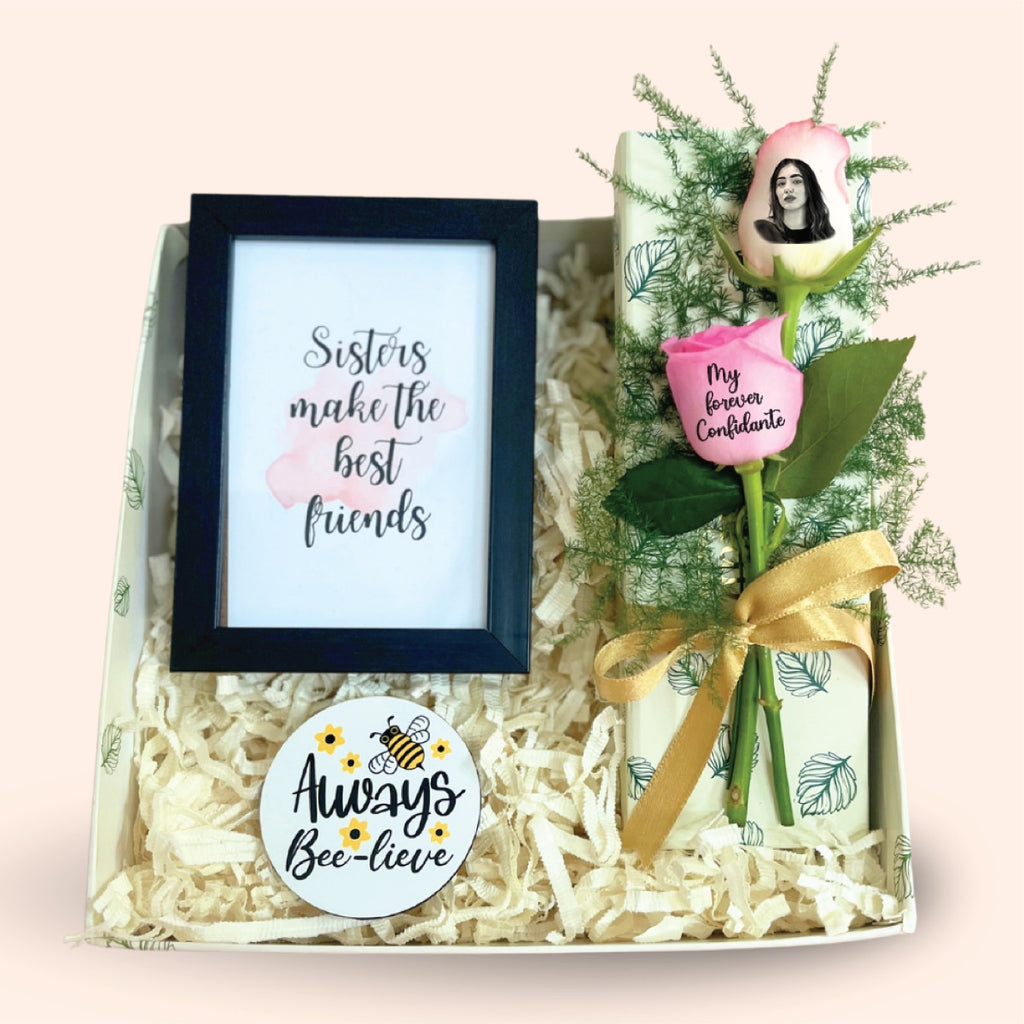 “My First Best Friend” Sister Gift Box with Frame, Magnet & Personalized Roses