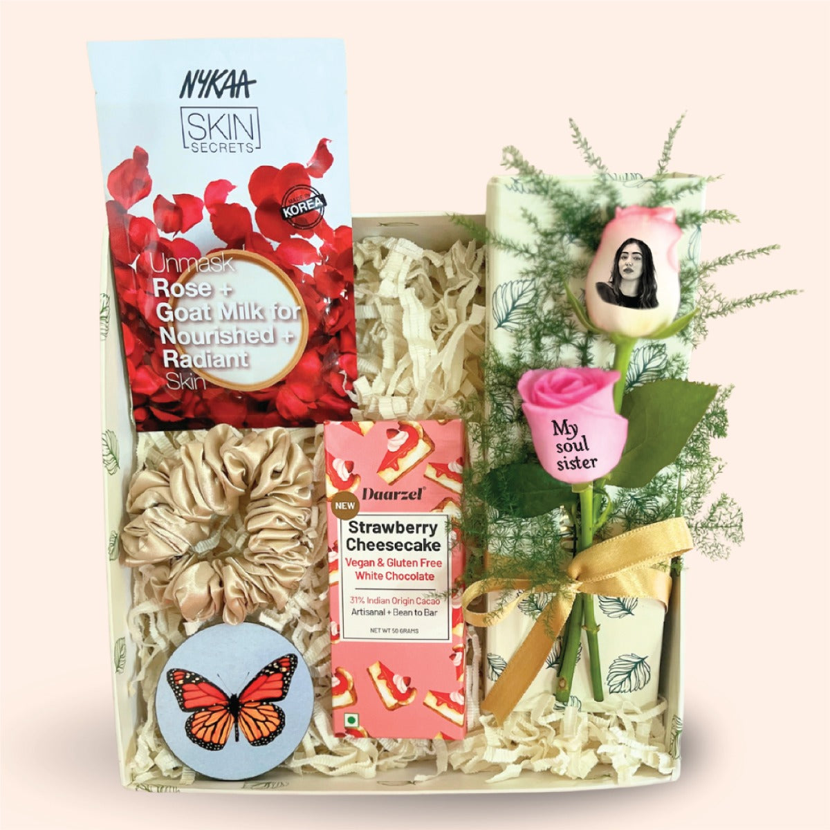 Sister Self-Care Gift Box with Chocolate & Custom Roses