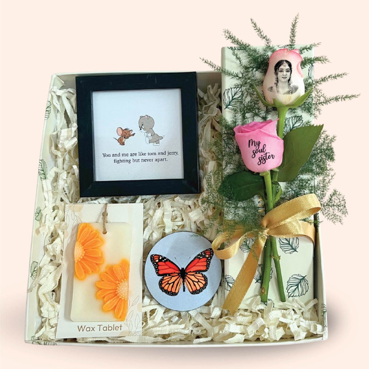 Sister Gift Box with Photo Rose, Frame & Fridge Magnet