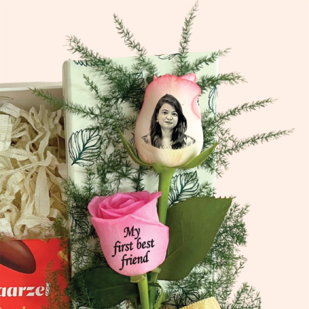 Gift Box with Photo Rose, Diary & Almonds for Sister