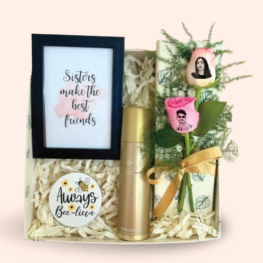 Gift Box with Deo, Photo Rose & Frame for Sister