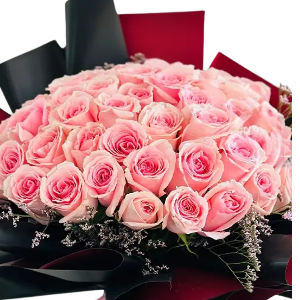 Symphony of 40 Delicate Pink Roses