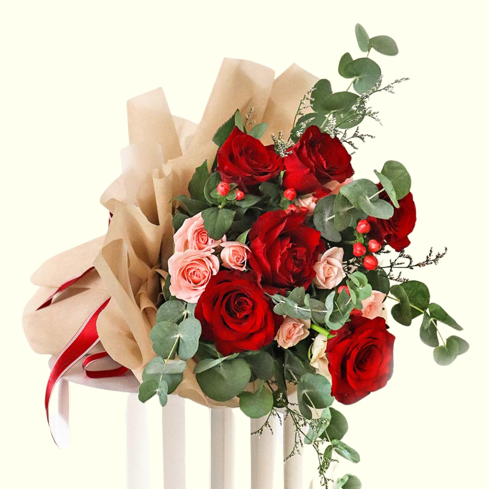 Top Secret Red Roses & Baby Pink Roses Bouquet