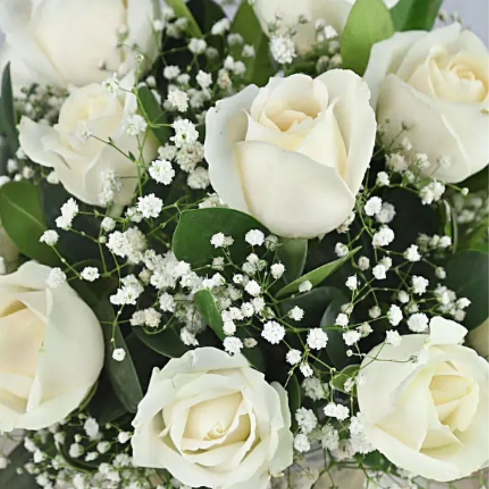 Graceful White Rose Vase Arrangement