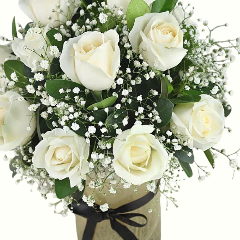Graceful White Rose Vase Arrangement