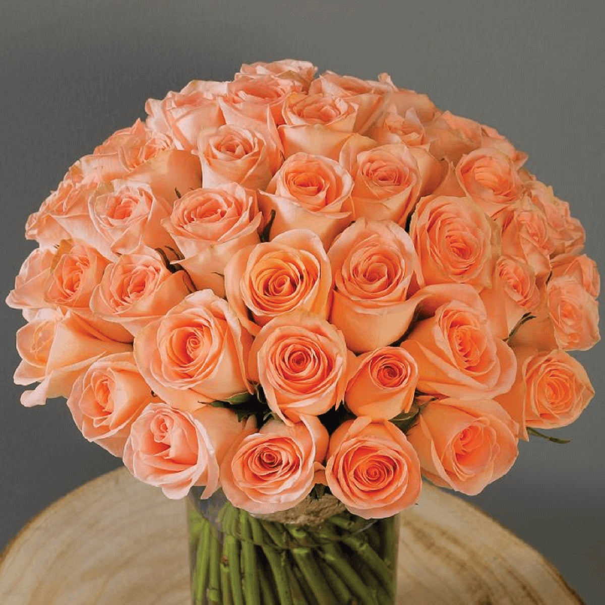 Premium Peach Roses in a vase