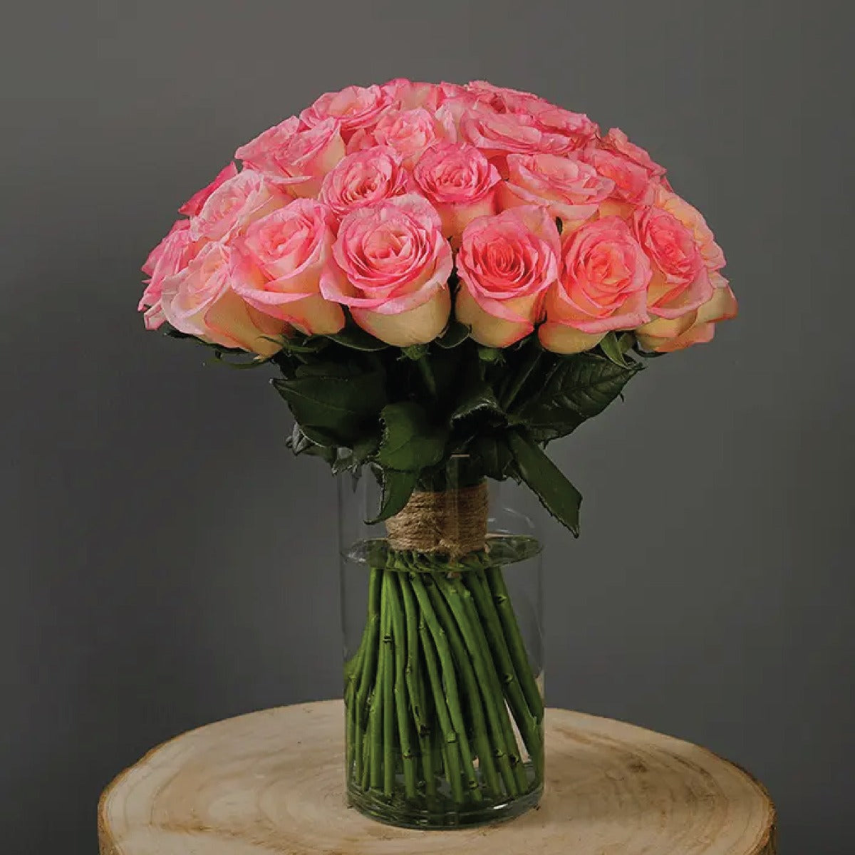 Aqua Pink Roses in a vase bouquet