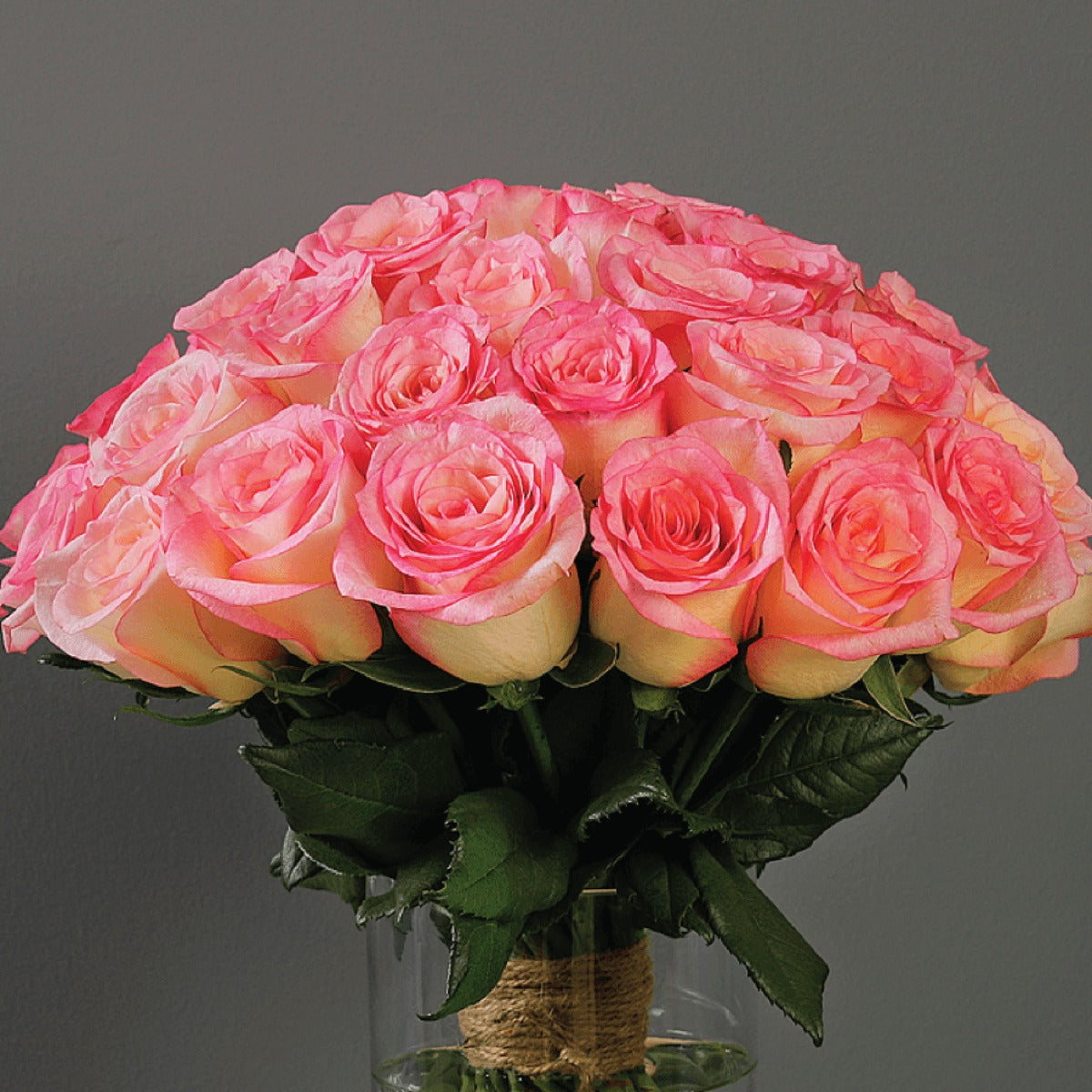 Aqua Pink Roses in a vase bouquet